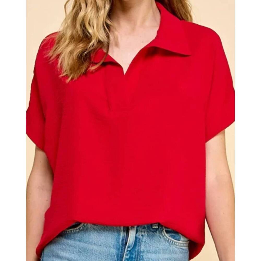 NEW LES AMIS solid basic shirt in red - Picture 2 of 2